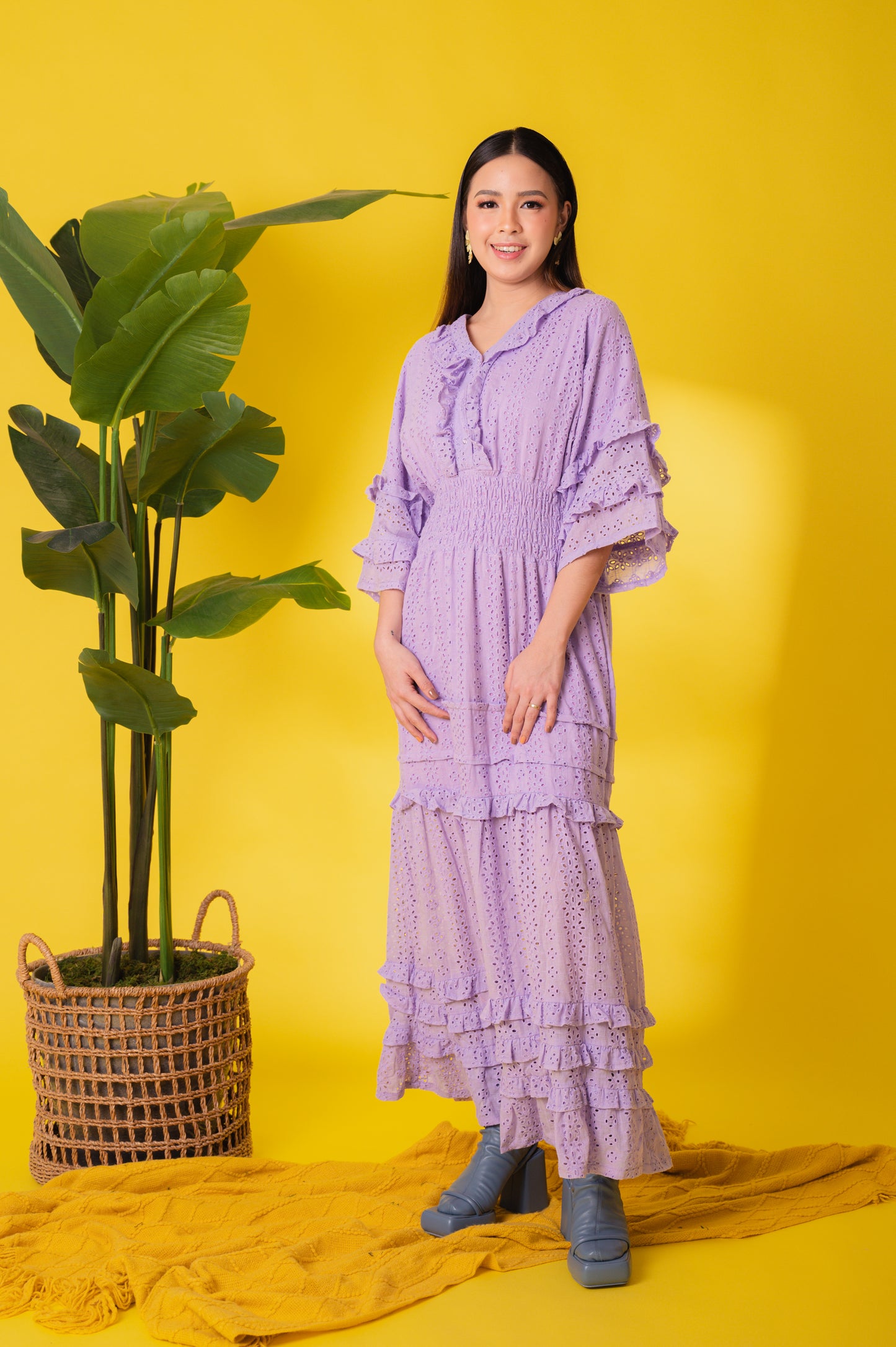 Eyelet 4: Marites Premium Eyelet Smocked-waist Dress