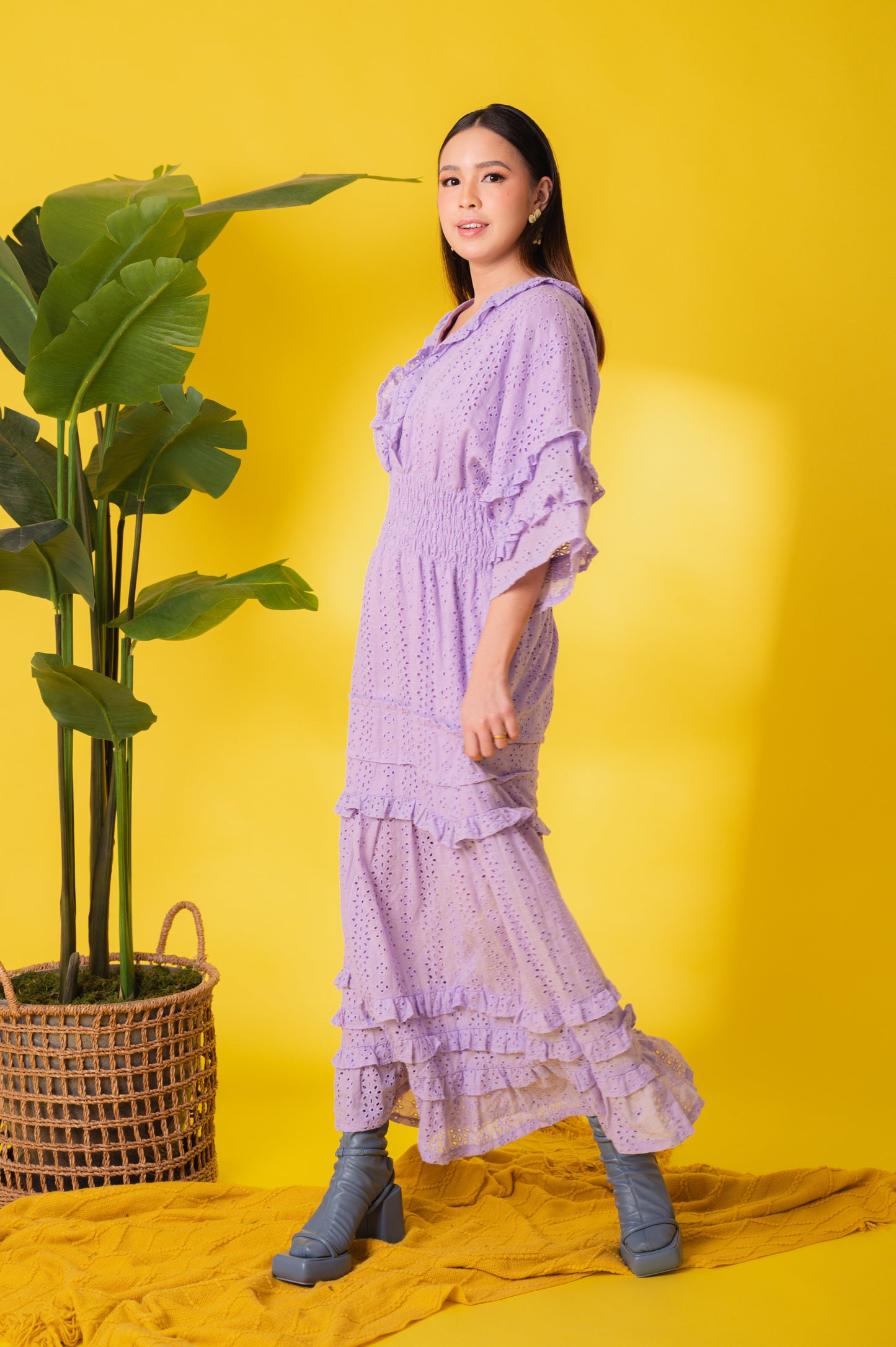 Eyelet 4: Marites Premium Eyelet Smocked-waist Dress