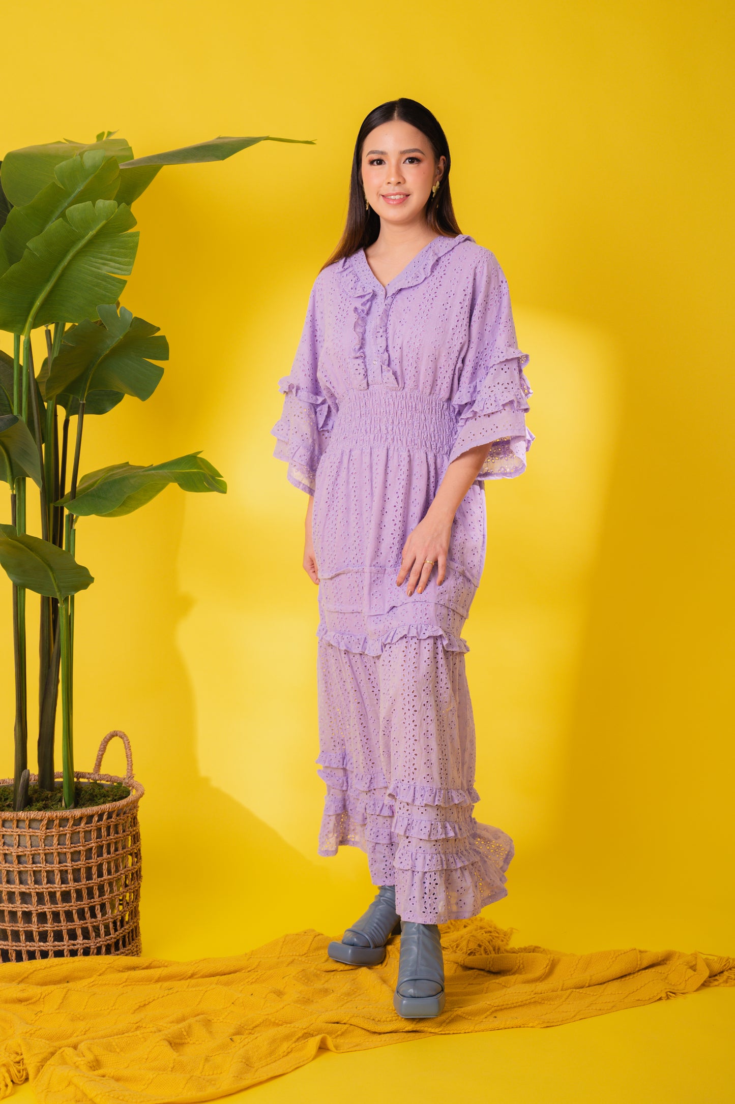 Eyelet 4: Marites Premium Eyelet Smocked-waist Dress