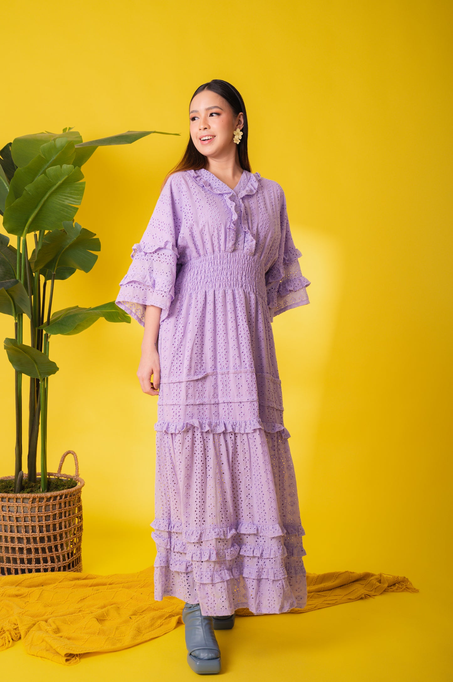 Eyelet 4: Marites Premium Eyelet Smocked-waist Dress