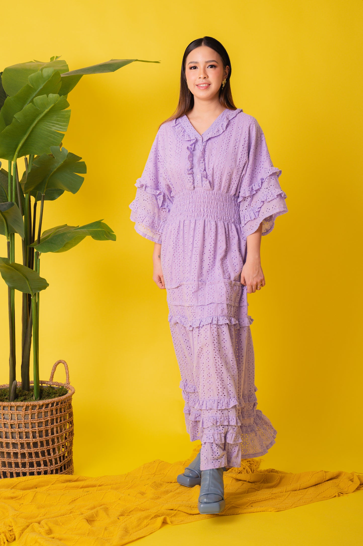 Eyelet 4: Marites Premium Eyelet Smocked-waist Dress