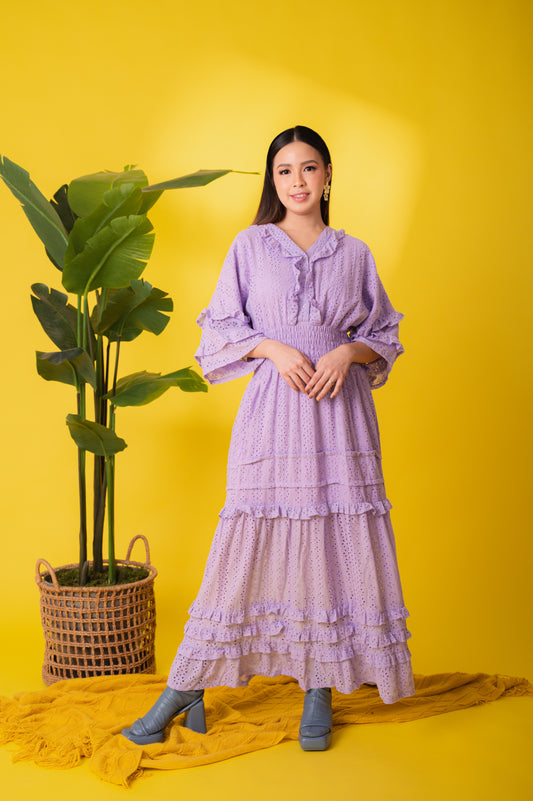 Eyelet 4: Marites Premium Eyelet Smocked-waist Dress