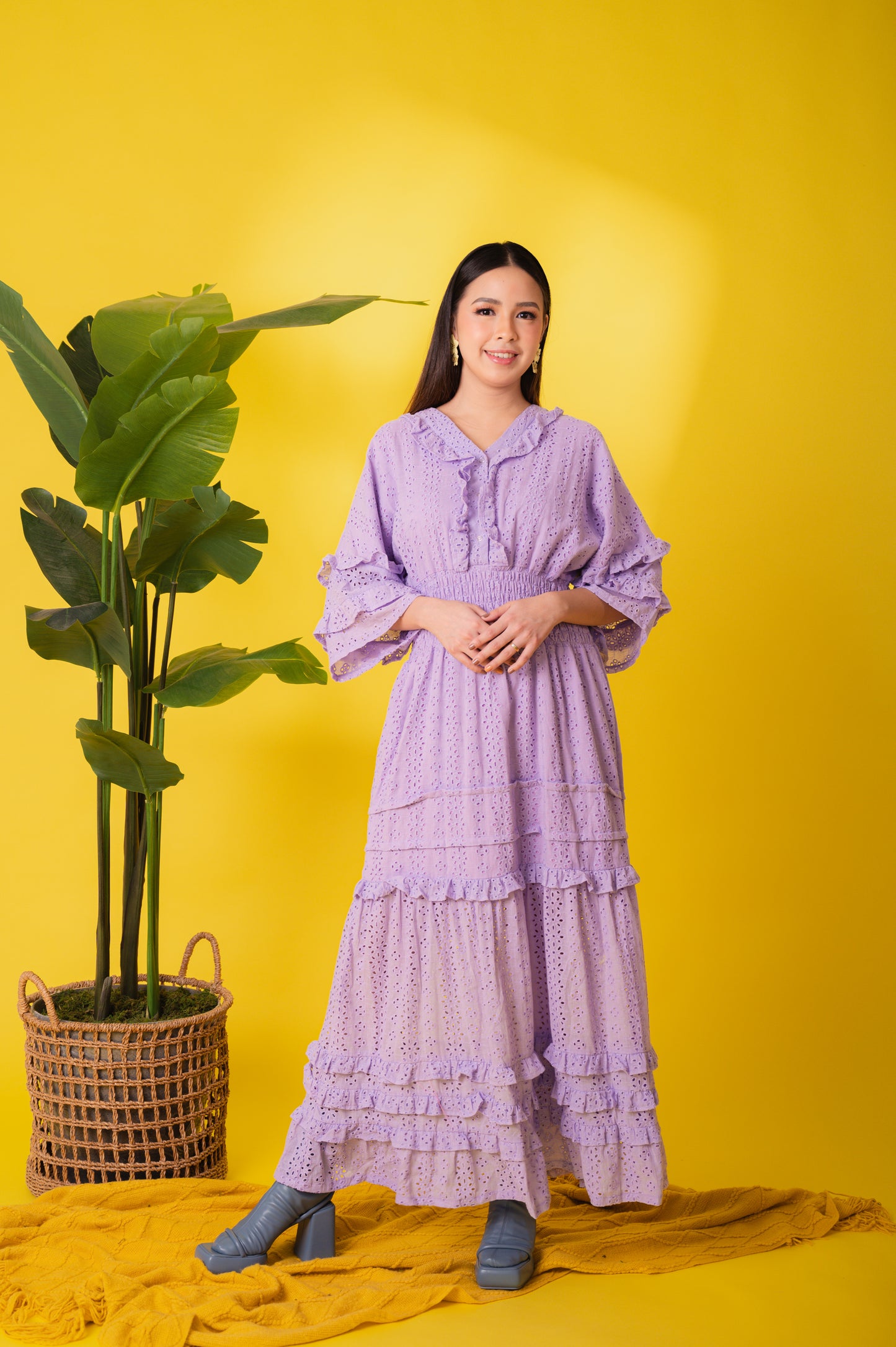 Eyelet 4: Marites Premium Eyelet Smocked-waist Dress