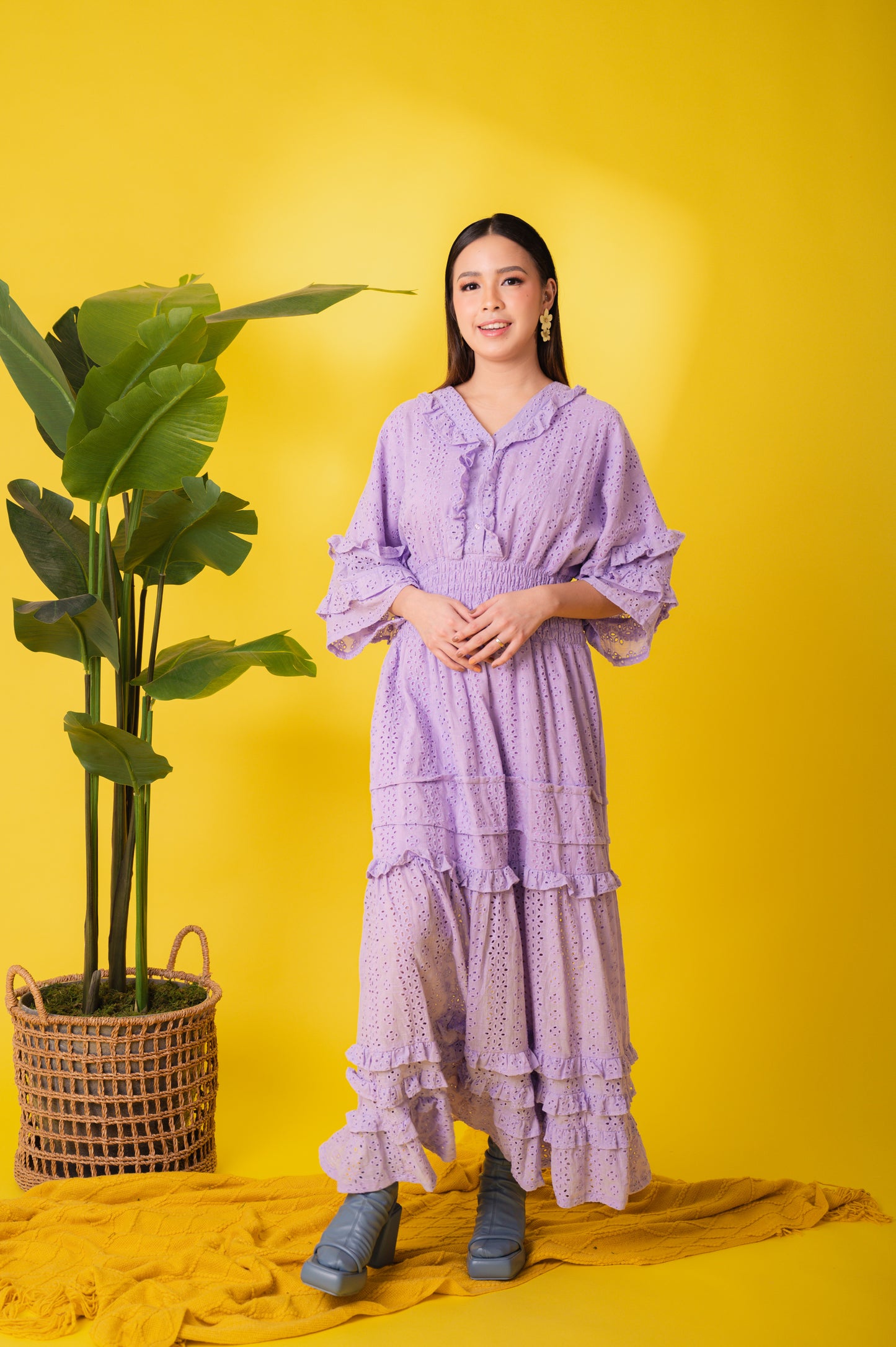 Eyelet 4: Marites Premium Eyelet Smocked-waist Dress