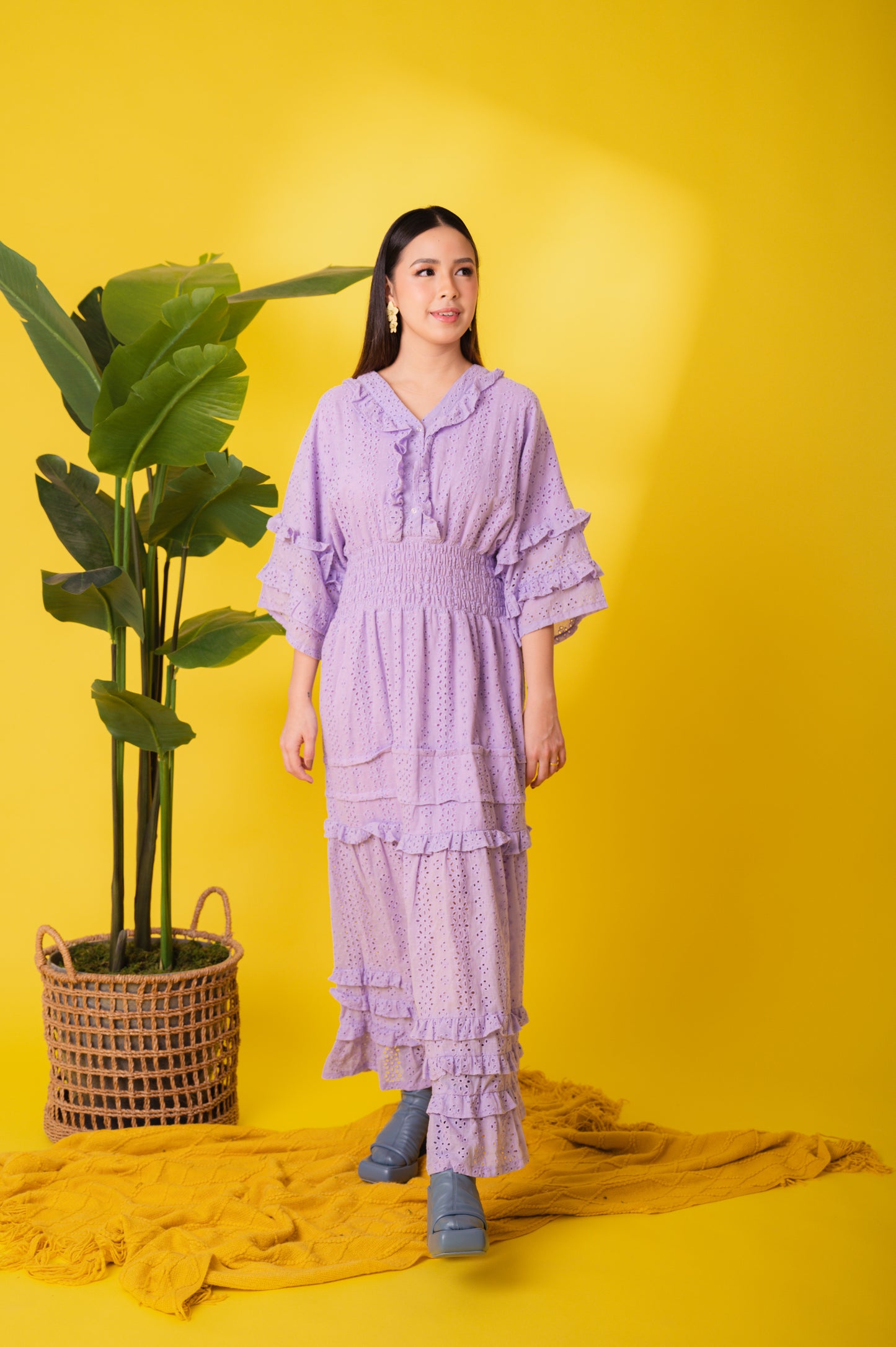 Eyelet 4: Marites Premium Eyelet Smocked-waist Dress