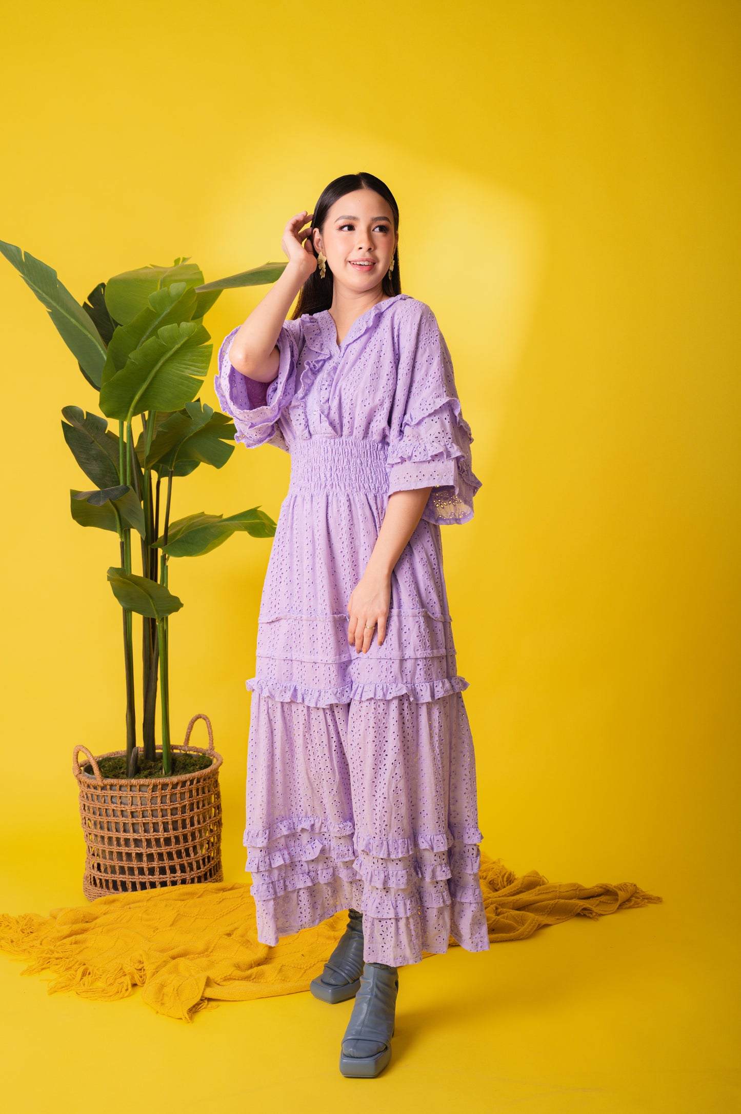 Eyelet 4: Marites Premium Eyelet Smocked-waist Dress