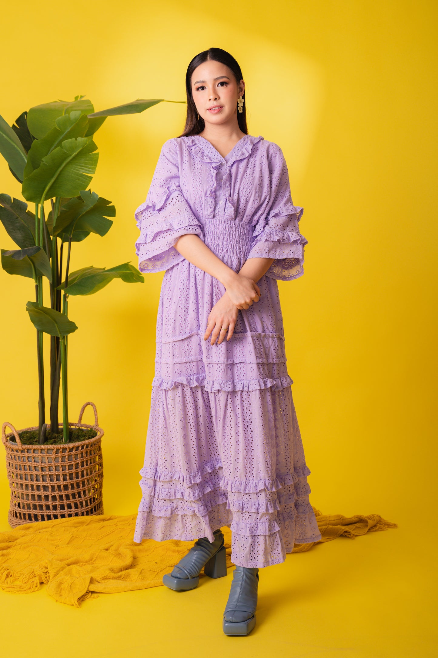 Eyelet 4: Marites Premium Eyelet Smocked-waist Dress